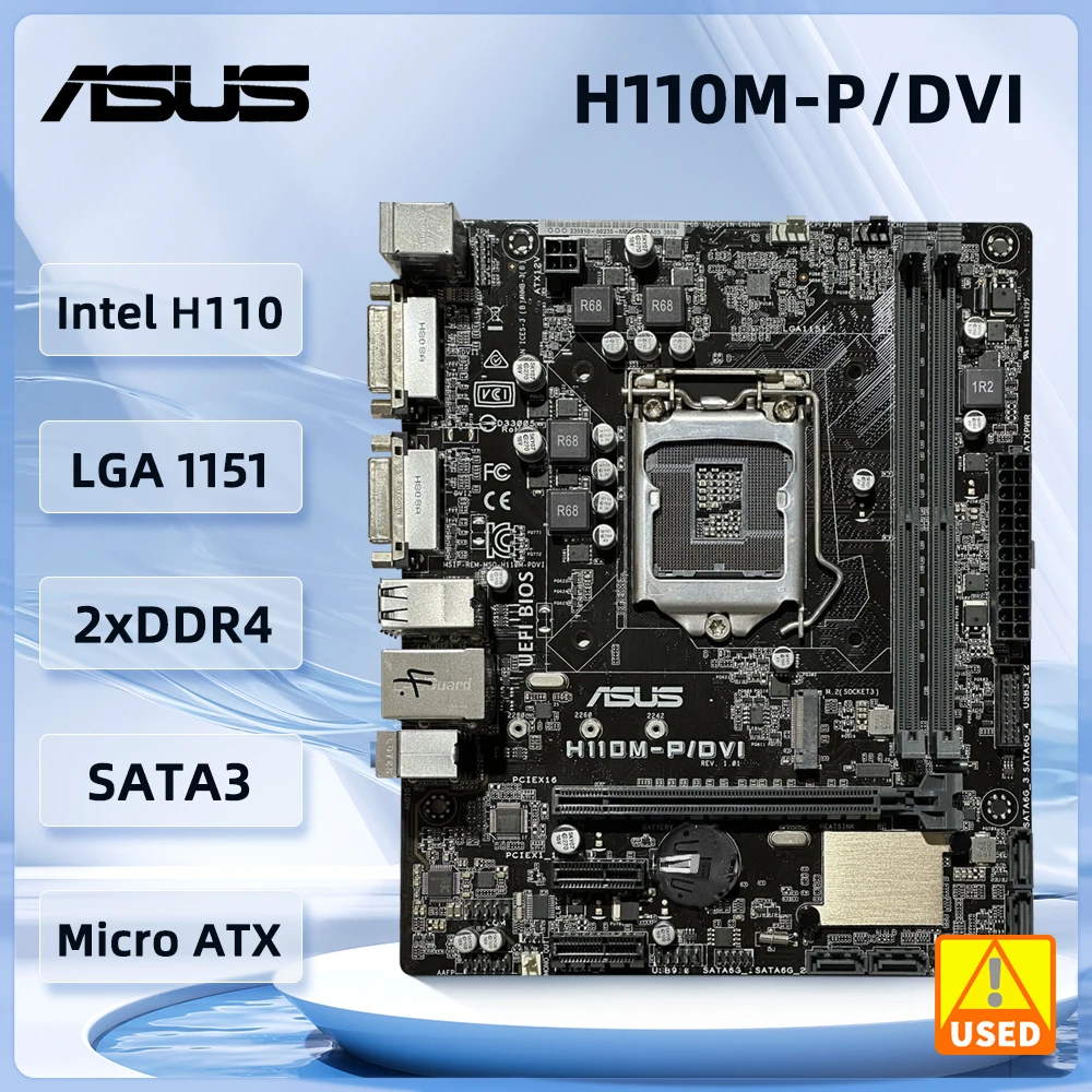 

Asus H110M-P/DVI Motherboard LGA 1151 Intel H110 support i3-6100 7300 6400 6600 7500 6700 7700 cpu Micro-ATX DDR4 32GB