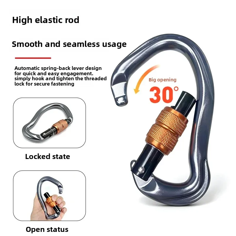 D Type Automatic Lock Climbing Carabiner High Strength Safety Hook
