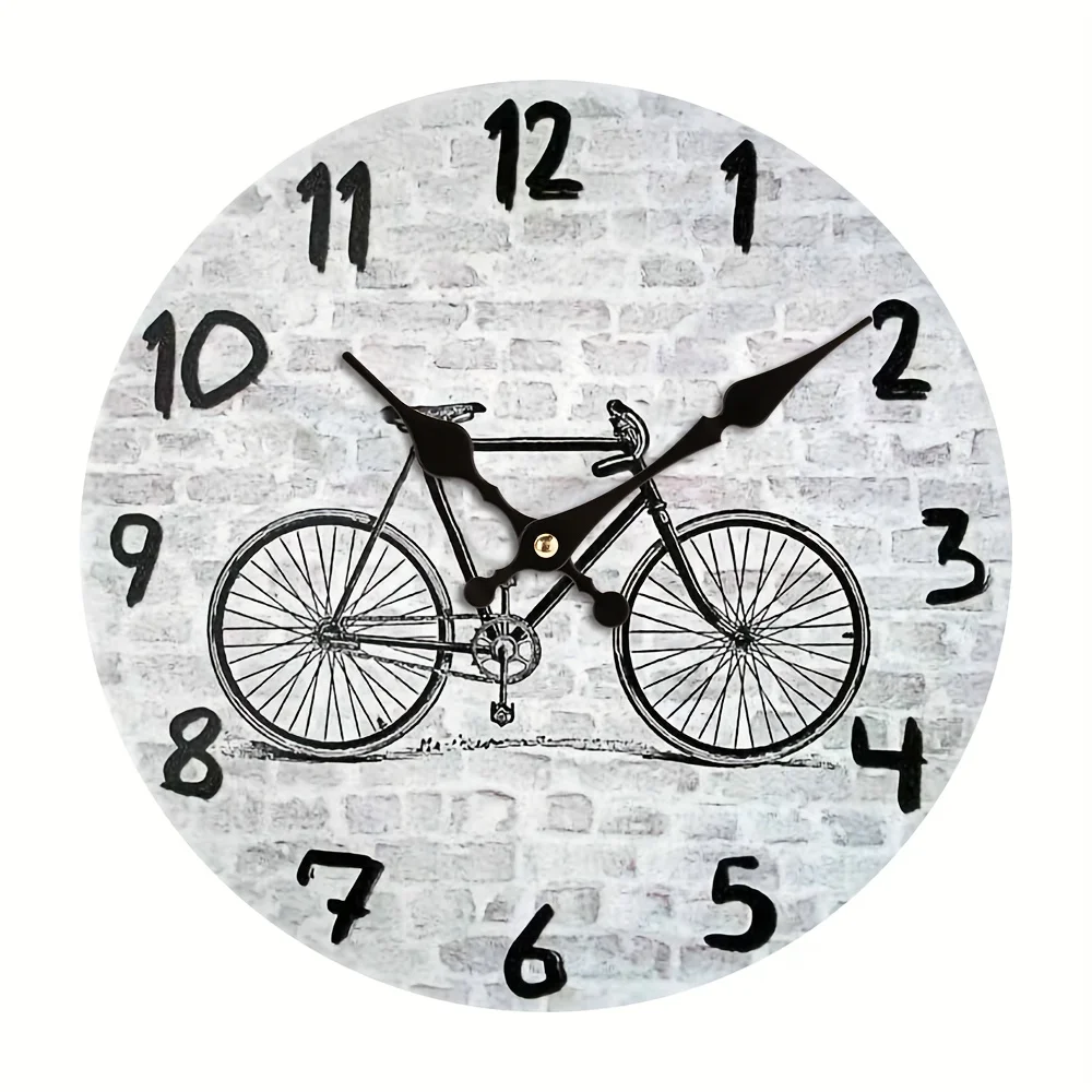 

Bicycle Wall Clock - Non-Ticking Decor For Home, Office, School - Tuscan Style Battery Operated (Aa Not Included)