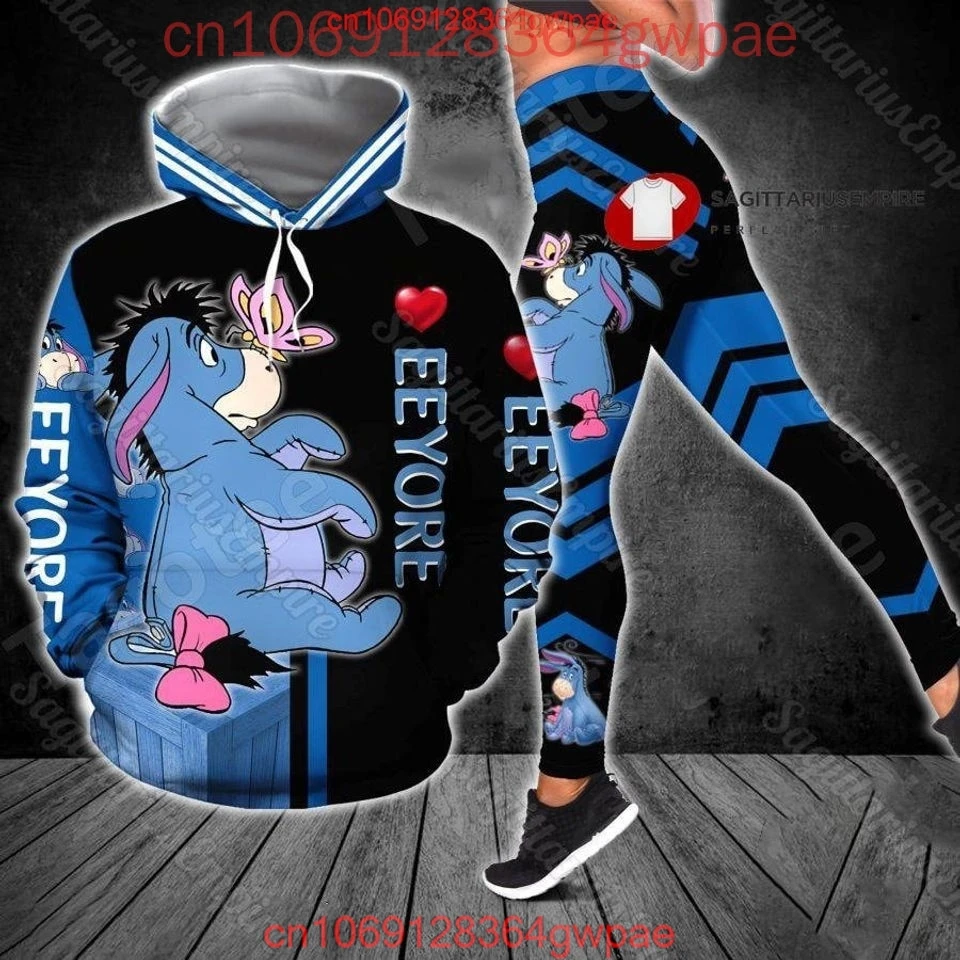 Disney Eeyore Christmas Hoodie and Leggings Set Women's Winnie the Pooh Hoodie Yoga Pants Sweatpants Fashion Tracksuit Set