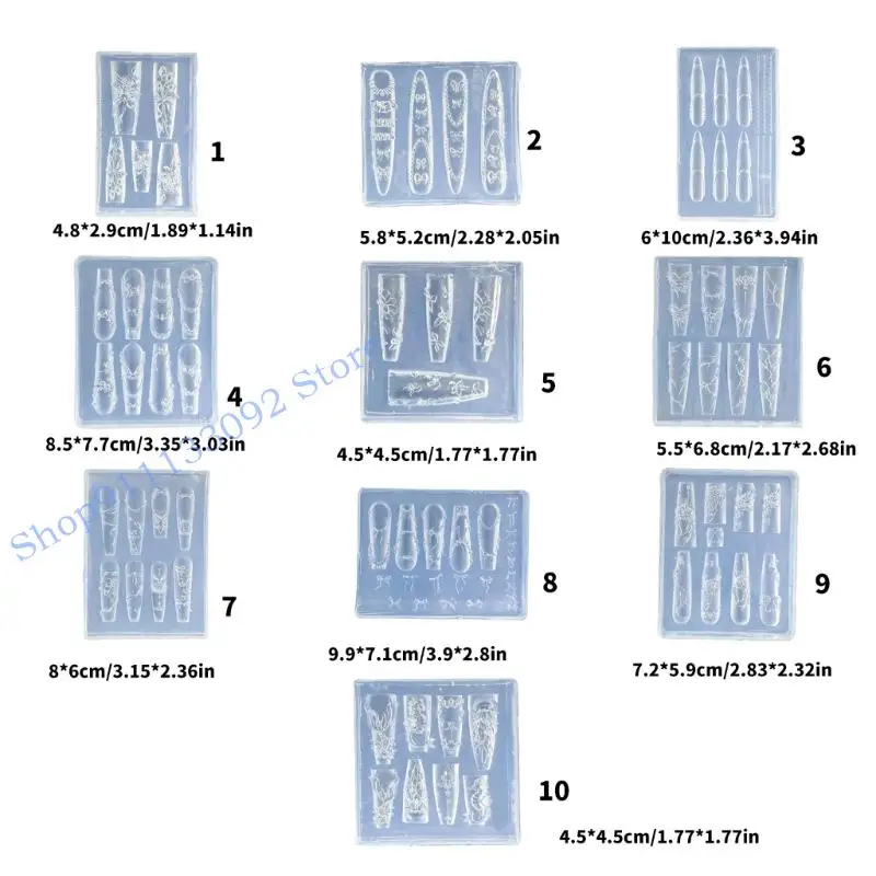 زوج قالب سيليكون مبتكر H9ED لفناني الأظافر يصنع تصميمات زهور معقدة وزخارف حرفية على شكل فيونكة