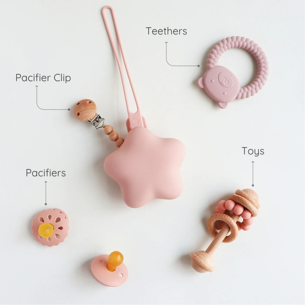 Silicone Baby Pacifier Holders Dummy Leashes & Cases Nipple Dummy Container Soothers Storage Sucking Handbags for Organizer Baby