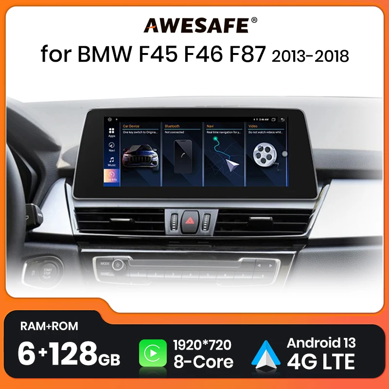 AWESAFE Wireless CarPlay AutoRadio forBMW F45 F46 F87 2013 2014 2015 2016 2017 2018 Multimedia Head Unit IPS Mirror Link