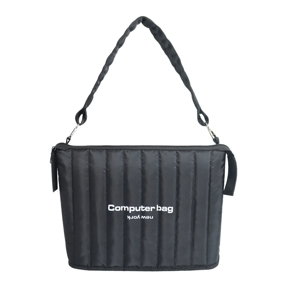 Espaço de algodão para armazenamento de computador, 14 ", feminino, ombro único, listra, proteção à prova de choque, notebook, pasta de grande capacidade