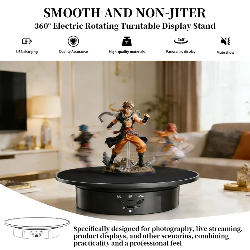 200mm 3 Speeds Photography Rotating Display Stand 360 Electric Rotating Product Display Turntable For Video Shooting
