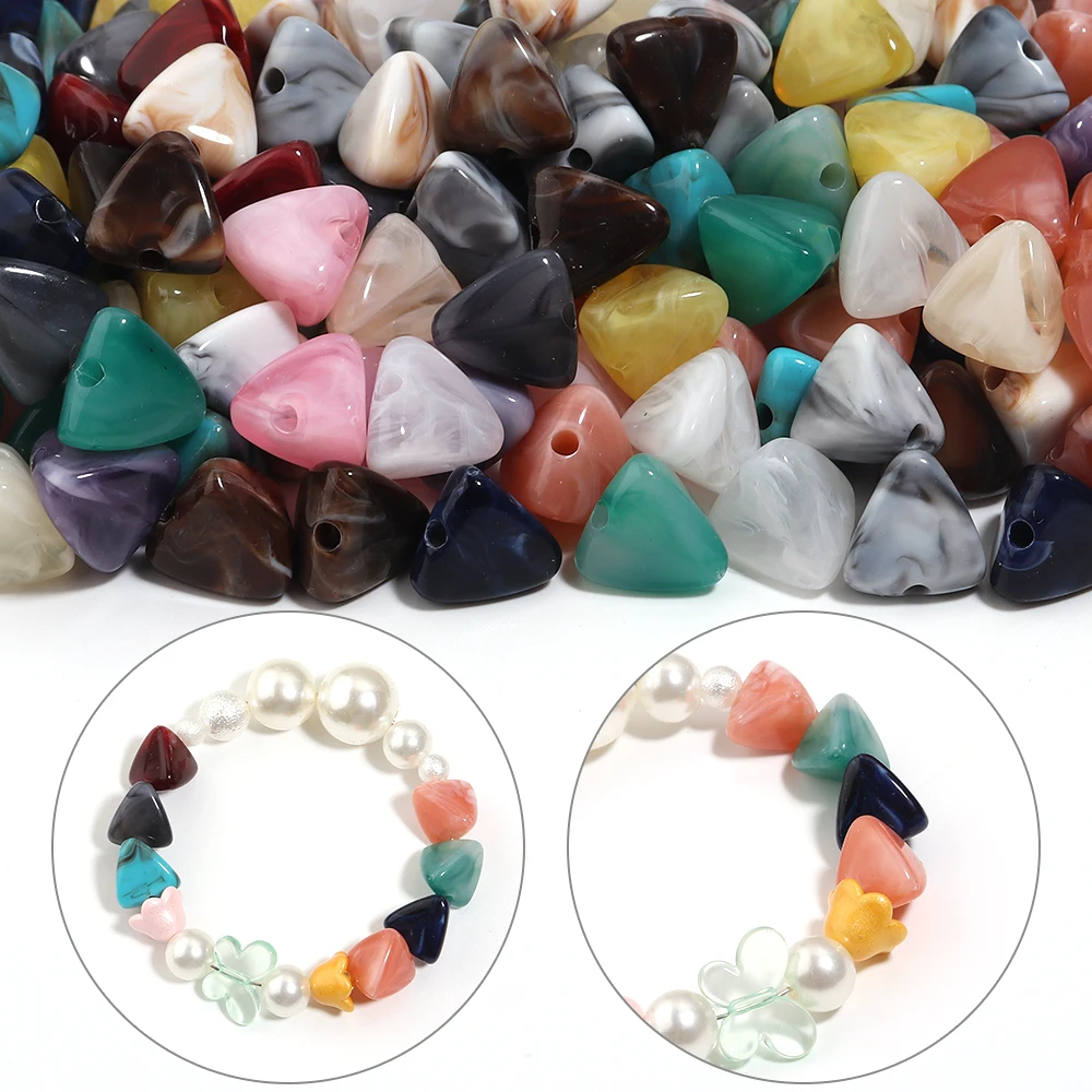 50Pcs/lot Triangular Shape Acrylic Beads Abacus Loose Spacer Beads For Jewelry Making DIY Necklace Bracelet Keychain Accessories