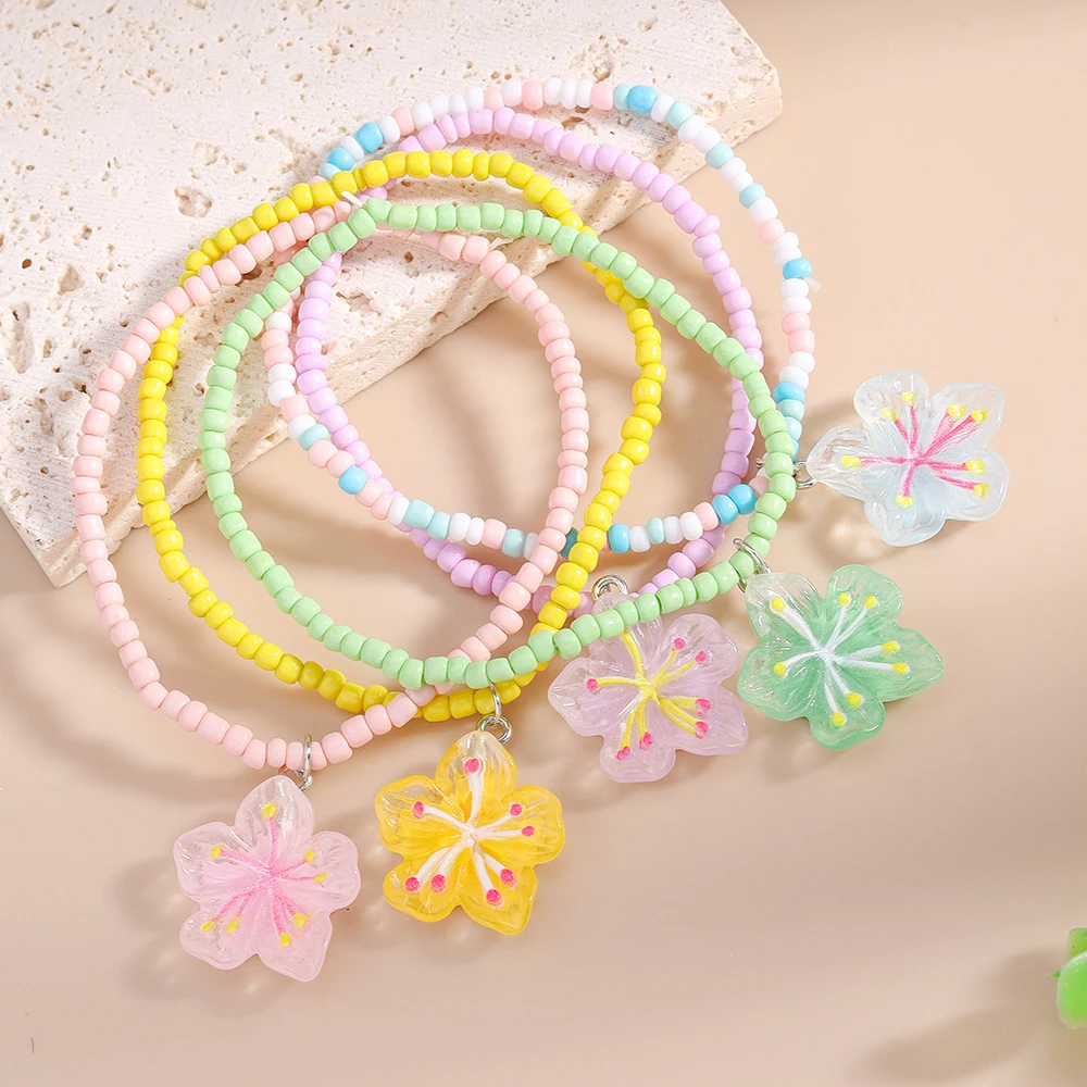 Aihua Bunte Perlenarmbänder im Bohemian-Stil für Frauen, handgefertigtes Blumenarmband, Schmuckgeschenke zum Geburtstag für Mädchen und Kinder – Detail 7