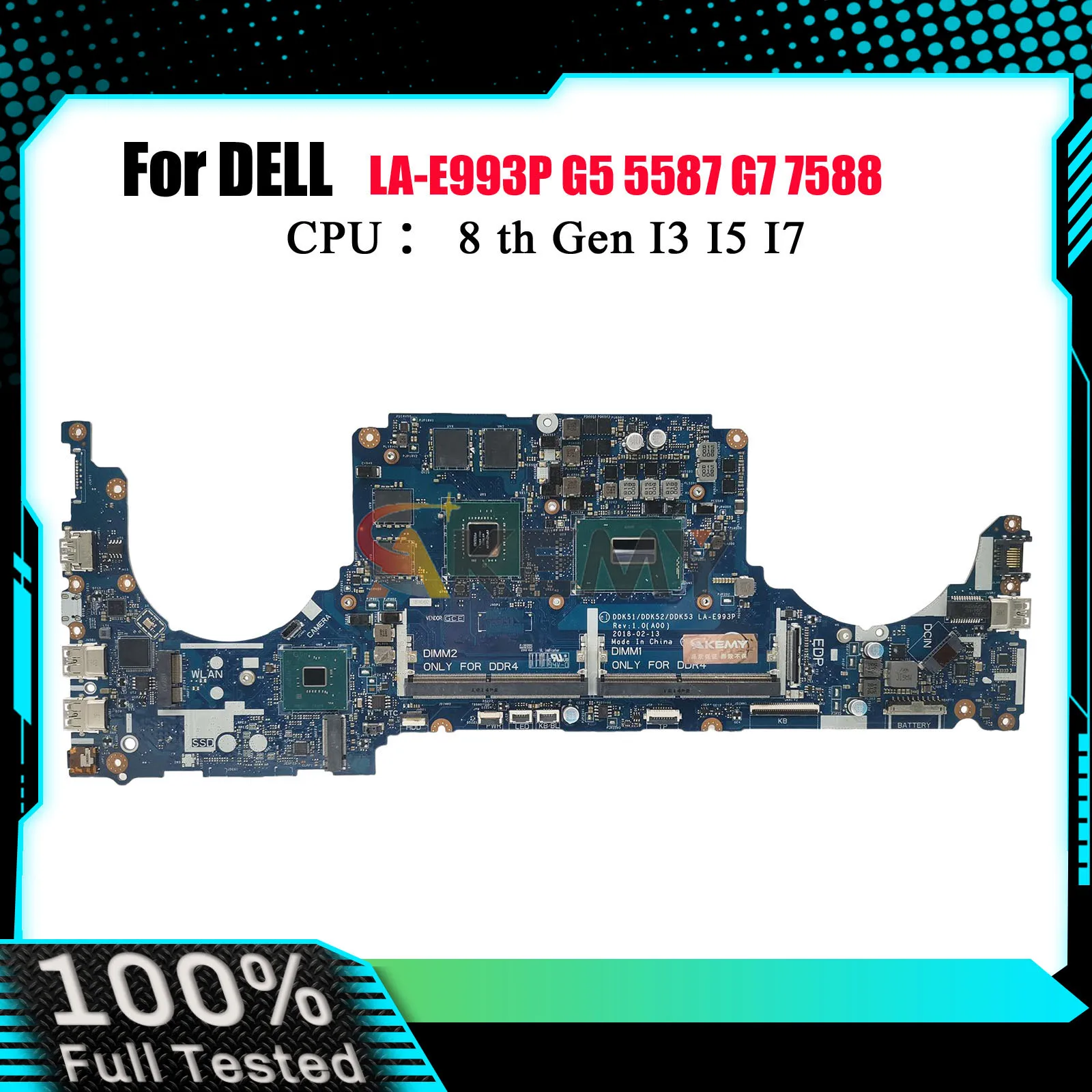 

For DELL Inspiron 15 7577 7570 G7 7588 G5 5587 7580 LA-E993P Motherboard, i5 i7 CPU Compatible 100% Tested OK