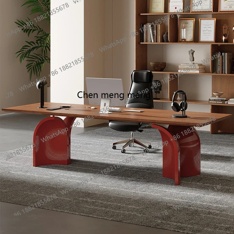 

Современный минималистичный длинный компьютерный стол из массива дерева для спальни, офисный стол руководителя, новая модель