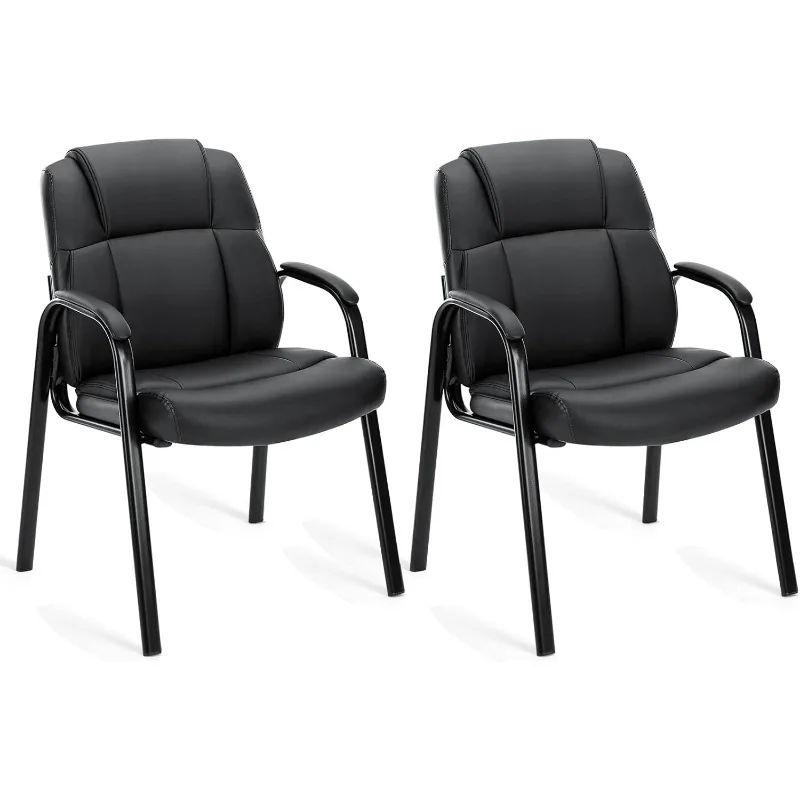 Guest Chair Set of 2 Lumbar Support, Black- 2 Pack