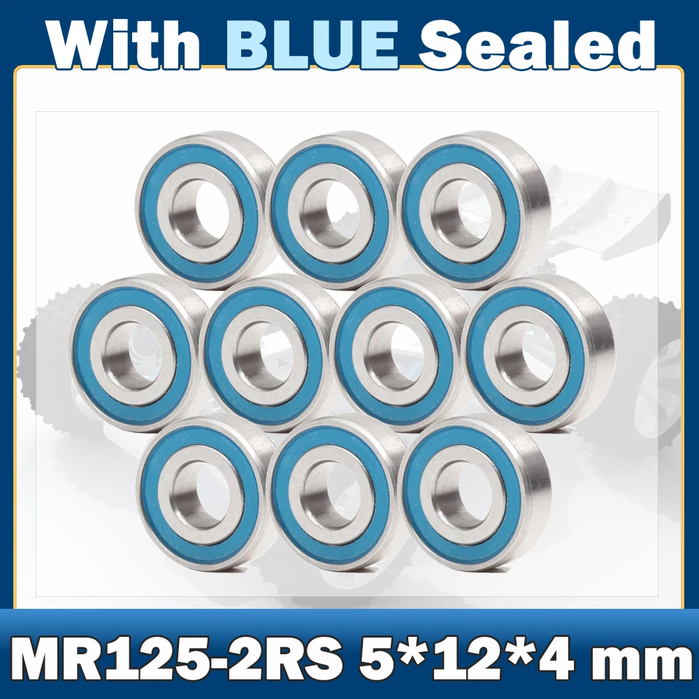 MR125RS Bearing ( 10 PCS ) 5*12*4 mm ABEC-7 Hobby Electric RC Car Truck MR125 RS 2RS Ball Bearings MR125-2RS Blue Sealed