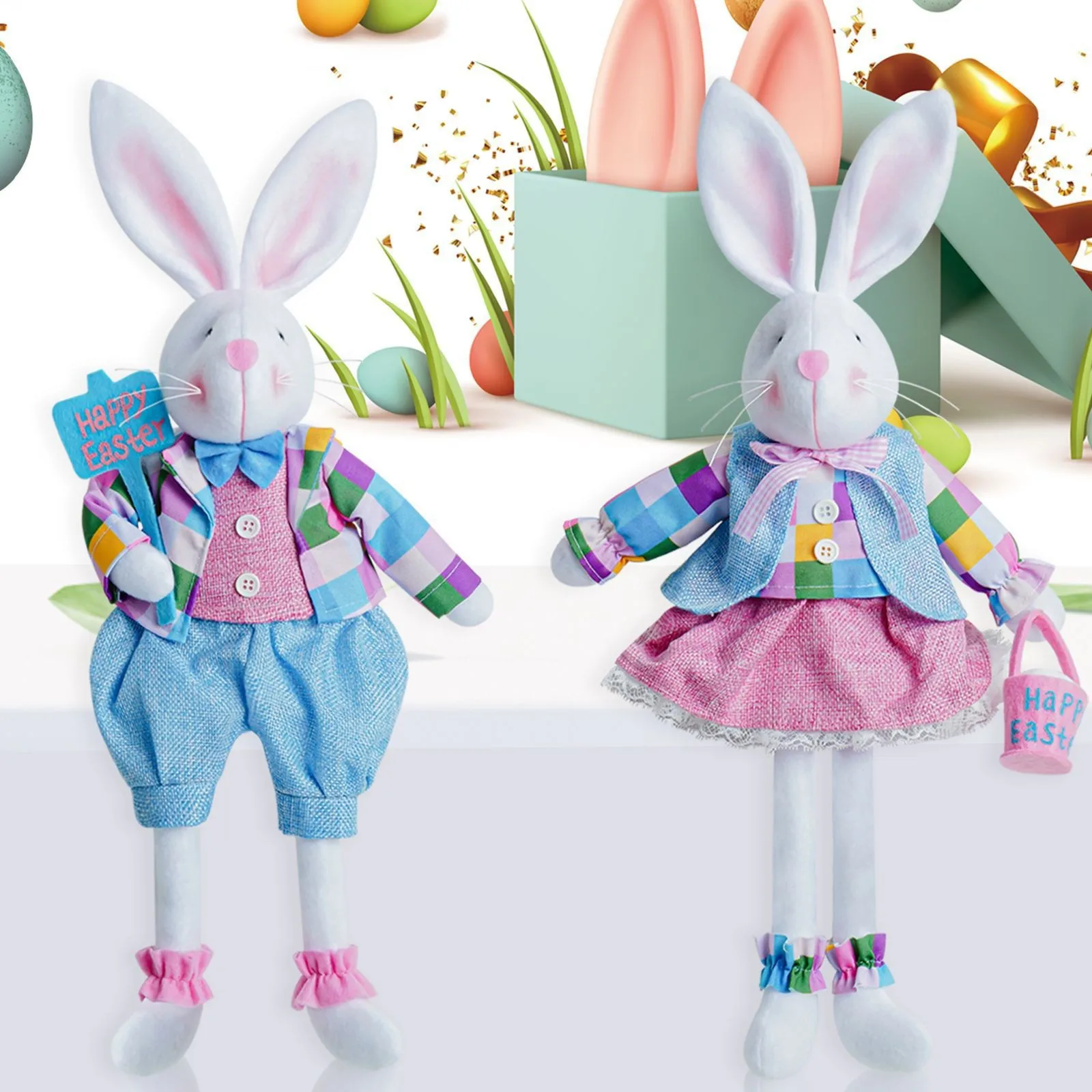 Easter Bunny Doll Child Rabbit Easter Basket Rabbit Spring Hunting Party Home DIY Decor 2025 Happy Easter Day Gift For Student