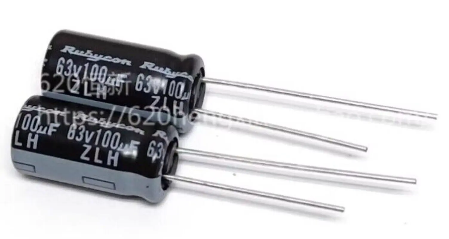 50pcs RUBYCON ZLH 100mfd 63v 100uf electrolytic Capacitor caps 8*15mm