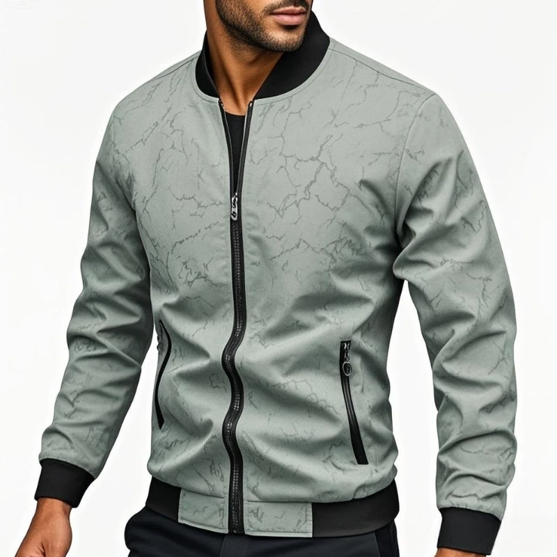 

Men's Camouflage Jacket Spring Autumn Korean Simple Baseball Collar Workwear Coat Men Versatile Casual Trendy Solid Color Jacket