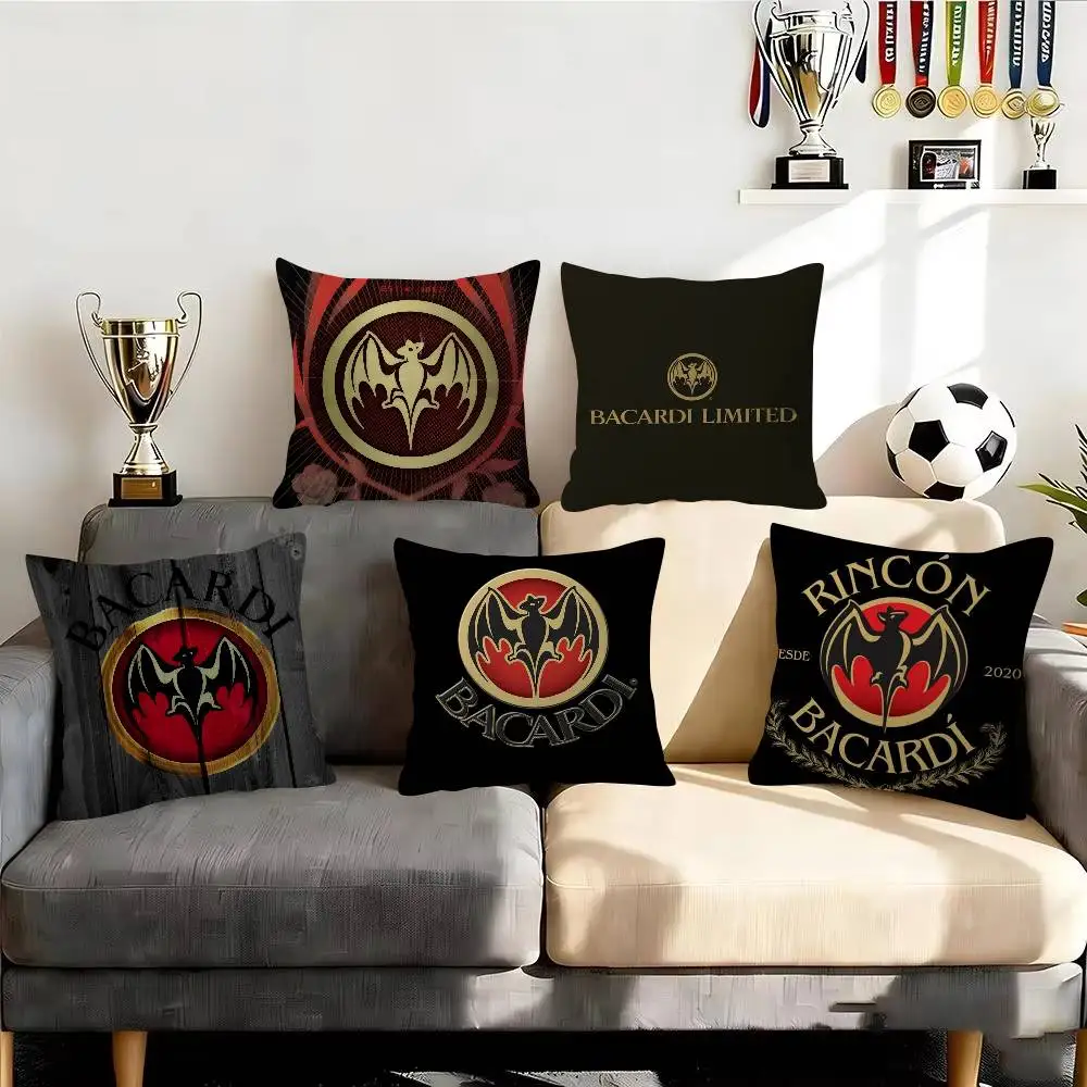 B-Bacardi Rum Vampire Bat Decorative Pillowcase Square Pillowcase Home Office Decorative Cushion Cover