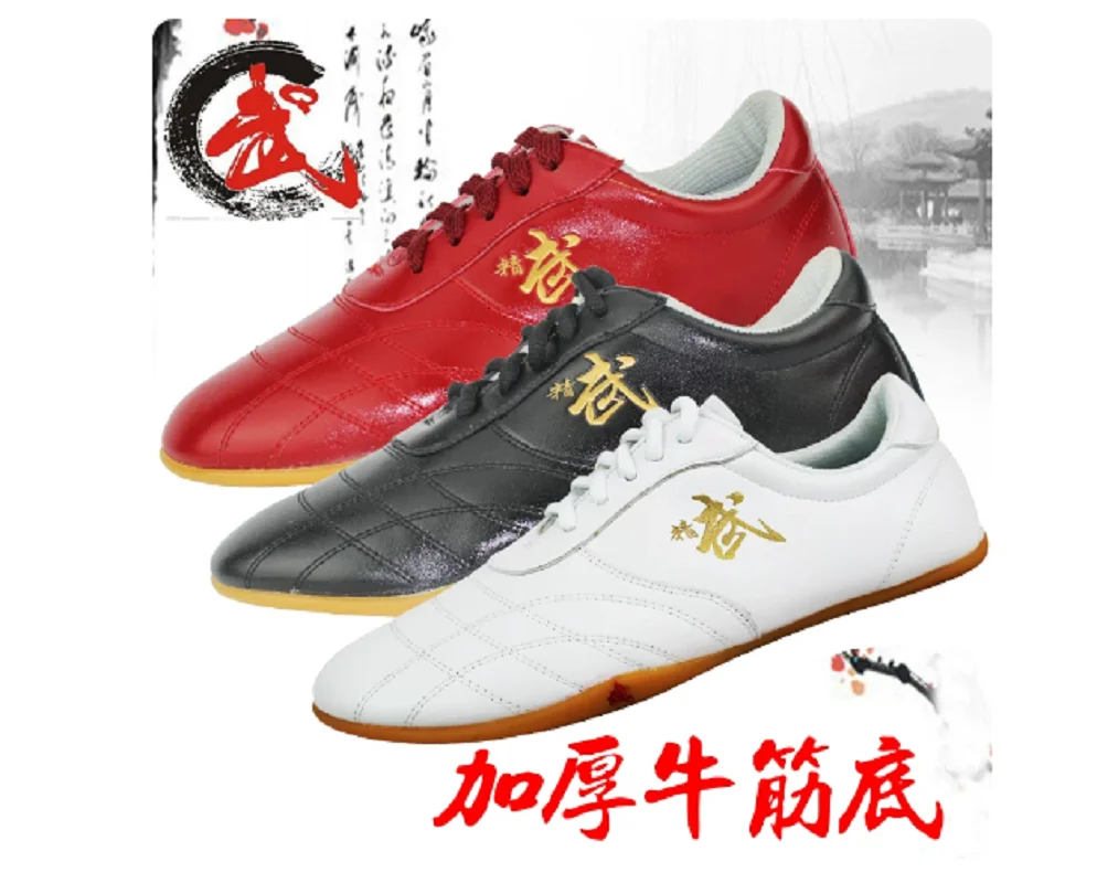 

New Chinese Style Men Women's Tai Chi Shoes High Quality Soft Leather Martial Arts Kung Fu Performance Shoes Casual Sneakers