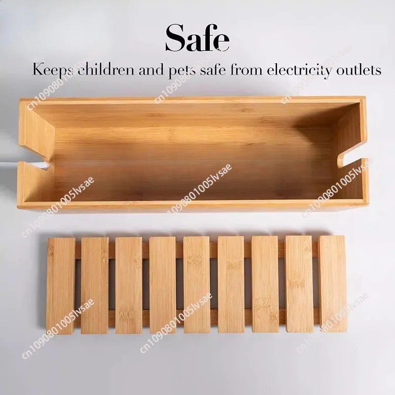 1pc Wood Wire Storage Box, Data Cable Storage Box, Power Cable Management Sorting Box, Socket Computer Cable Rack, Plug Box