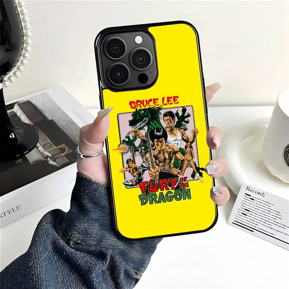 Funda de Teléfono con Diseño de Bruce Lee para iPhone 17 Air 16 15 Pro Max 14 Plus 13 12 11, Carcasa Trasera Rígida de PC Negra Resistente a Caídas