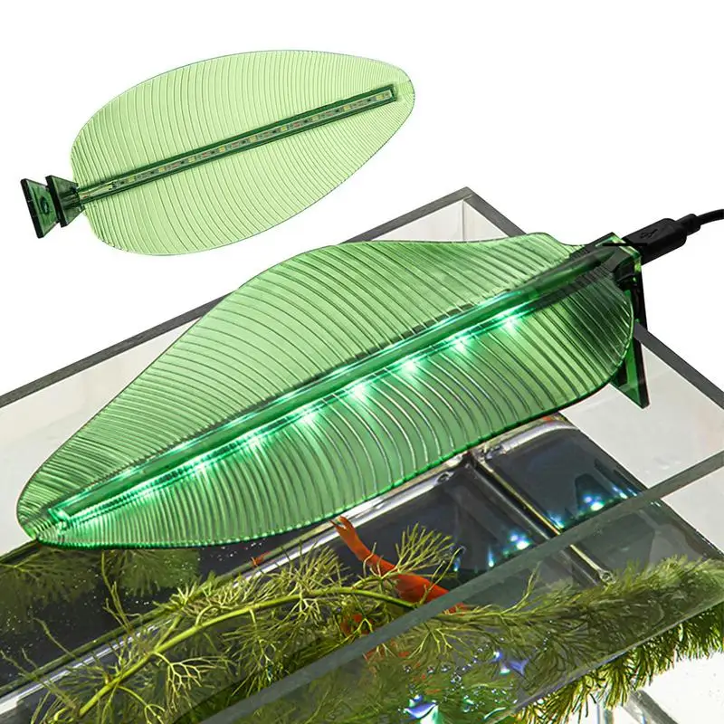 Aquarium Clip Light Light Clamp Aquarium Lights LED Beads Led Light Clip on Small Grow Light Banana Leaf Shape Design Aquarium