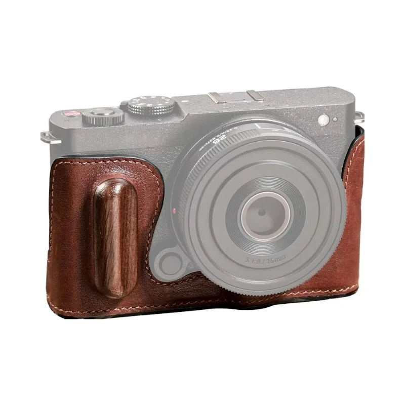 Retro Half Camera Case Half‑Leather Aluminum Frame Wooden Handgrip 1/4
