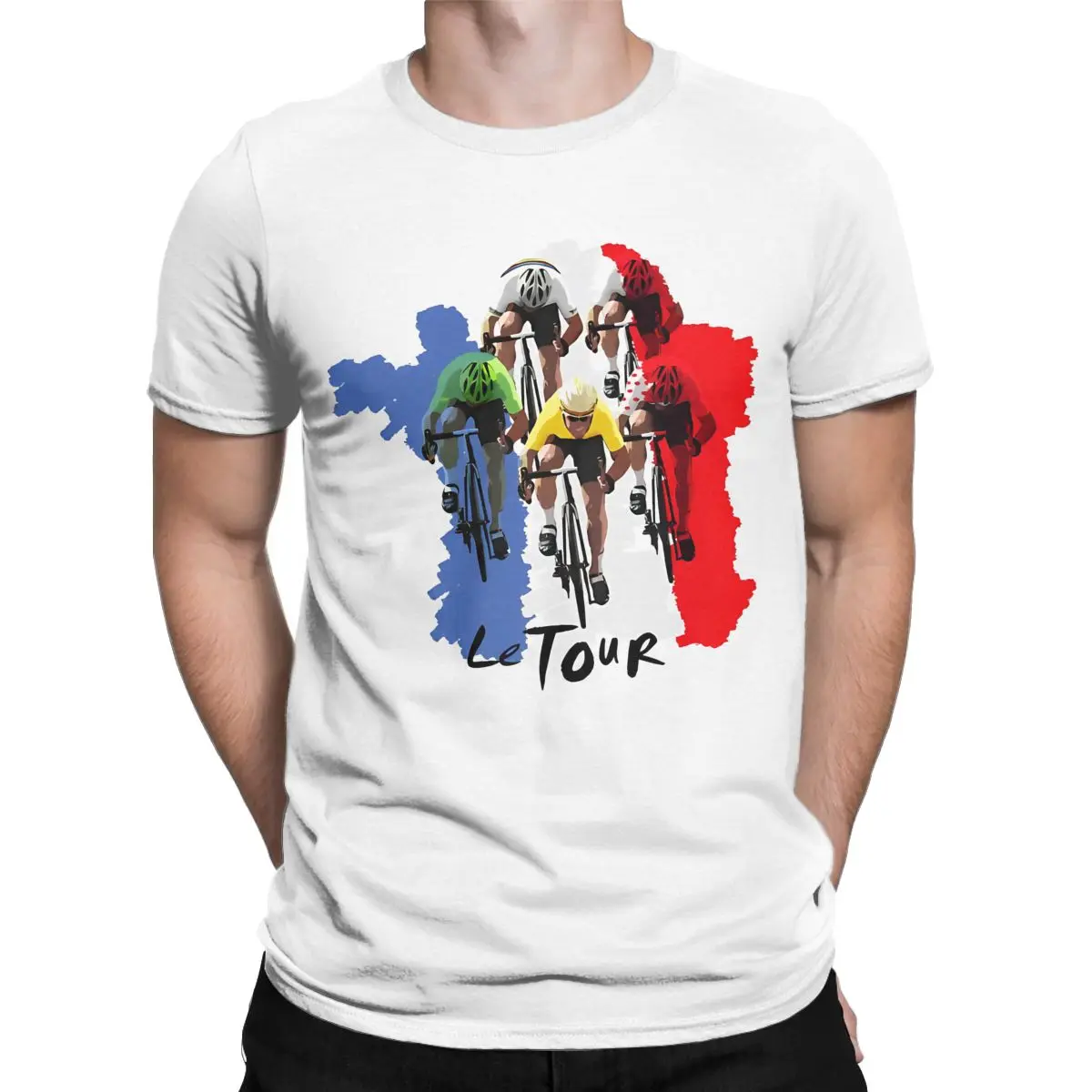 Men\'s T-Shirts Tour De Cycling France Funny 100% Cotton Tee Shirt Short Sleeve Cyclist T Shirt Crew Neck Tops Adult