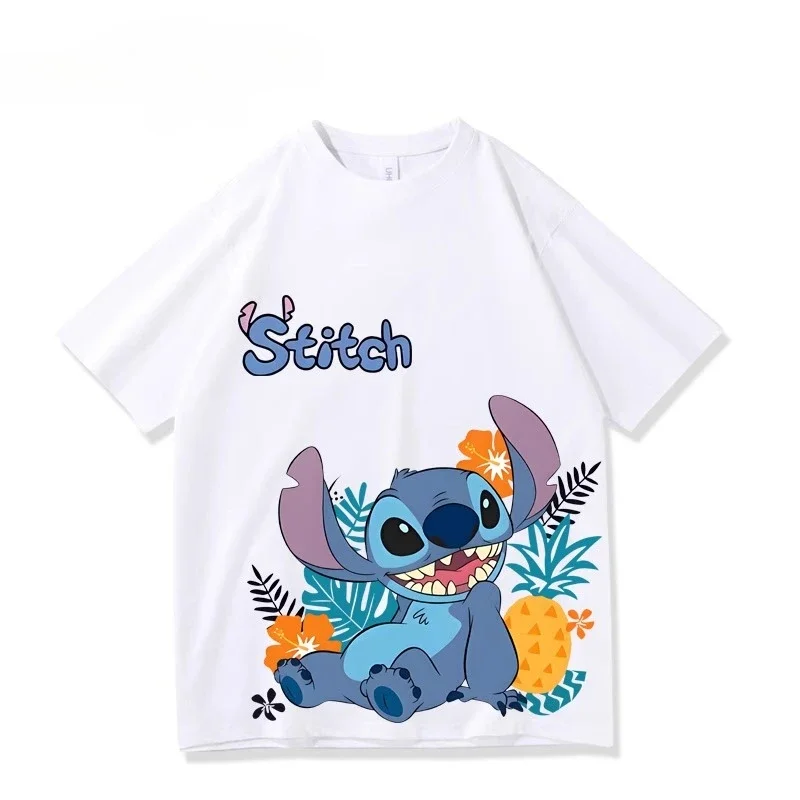 

Children's Stitch Short-Sleeved T-Shirt Summer 100% Cotton Breathable Fashion Cartoon Boys Girls Clothing Cute Design