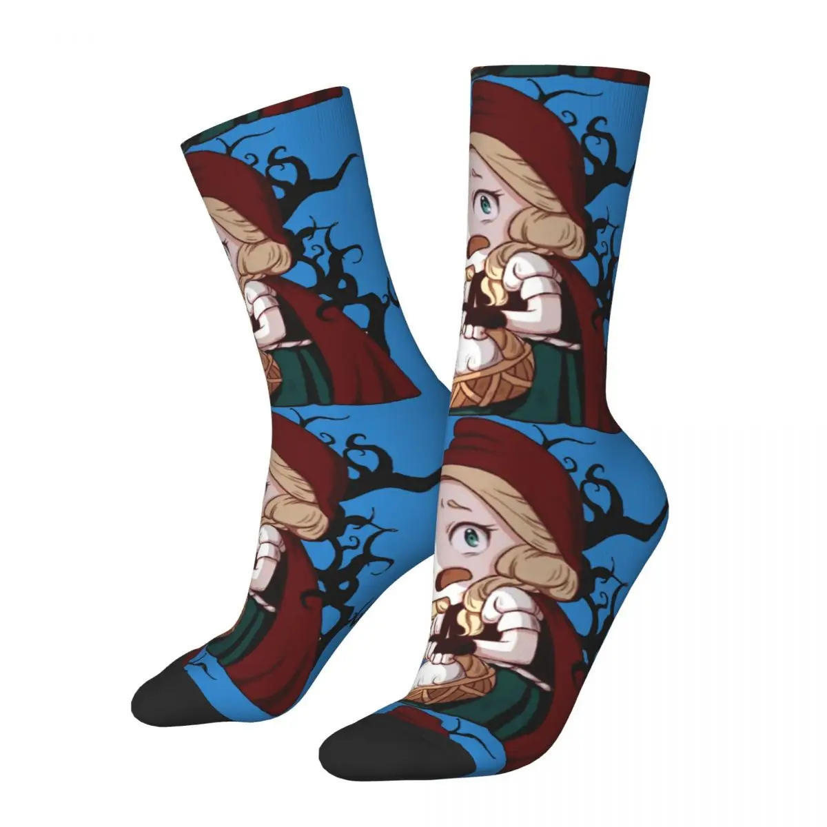 Funny Crazy Compression Sock for Men Terrified Hip Hop Harajuku Little Red Riding Hood Happy Pattern Printed Boys Crew Sock