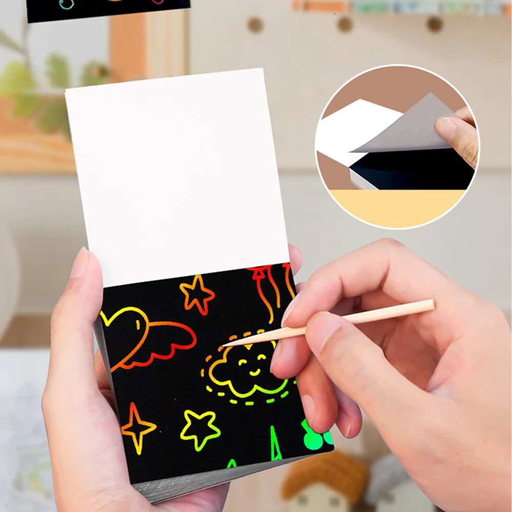 100 sheets of scratch paper, colorful graffiti paper, scratch paper, student drawing, sandpaper, sticky notes