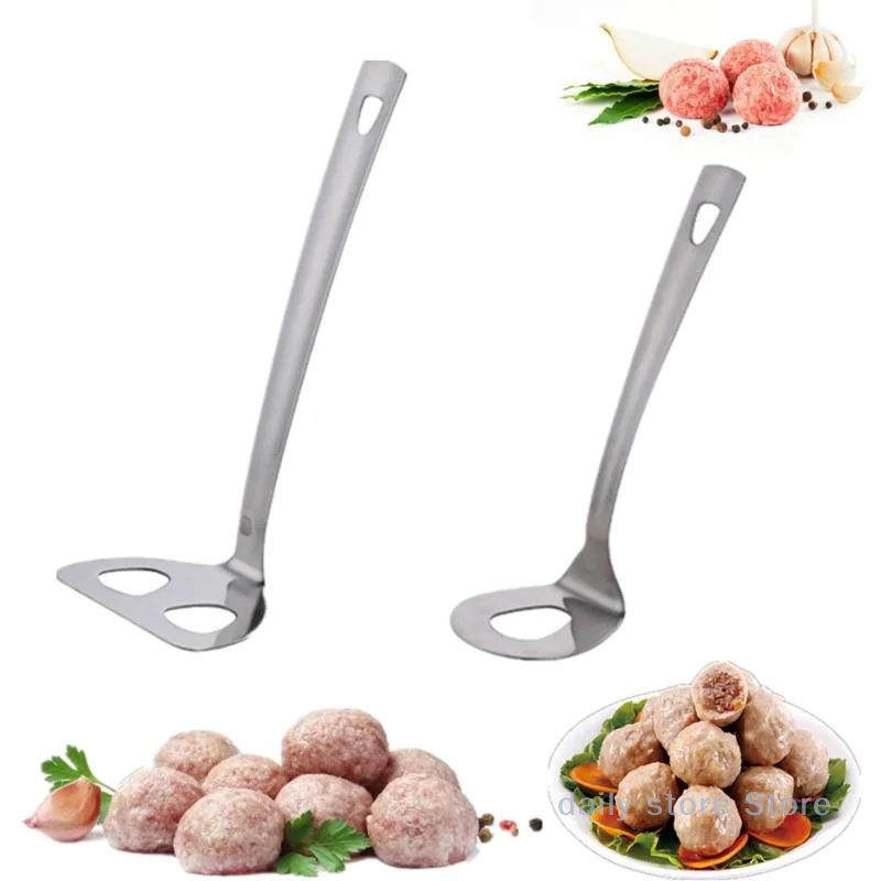Cuchara para albóndigas de acero inoxidable, máquina antiadherente para hacer albóndigas de pescado y carne, máquina para hacer croquetas, procesador de alimentos, herramientas de cocina para cocinar carne