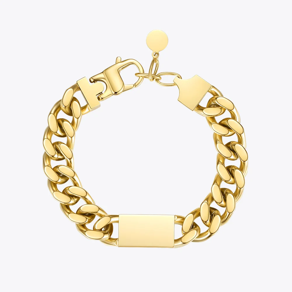 ENFASHION Punk Cuboid Chunky Bracelet For Women Gold Color Stainless Steel Fashion Jewelry Wide Bracelets 2020 Pulseras B202214