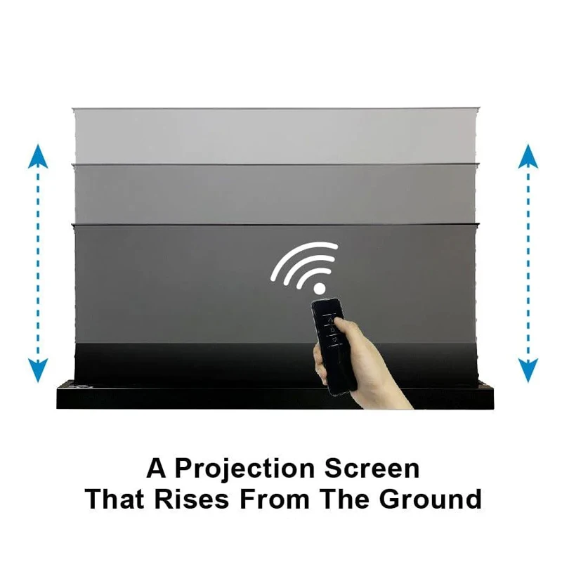 100-120 Inch Motorized Floor Rising ALR UST Projection Screen 4K UST Projector Compatible 16:9 Black Crystal Fabric