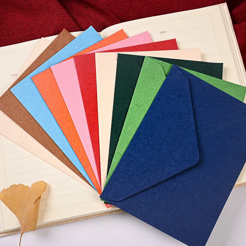 10pcs 16x11.3cm Paper Envelopes for Business Birthday Greeting Card Packing Storage Envelopes White Brown Blue Red Color