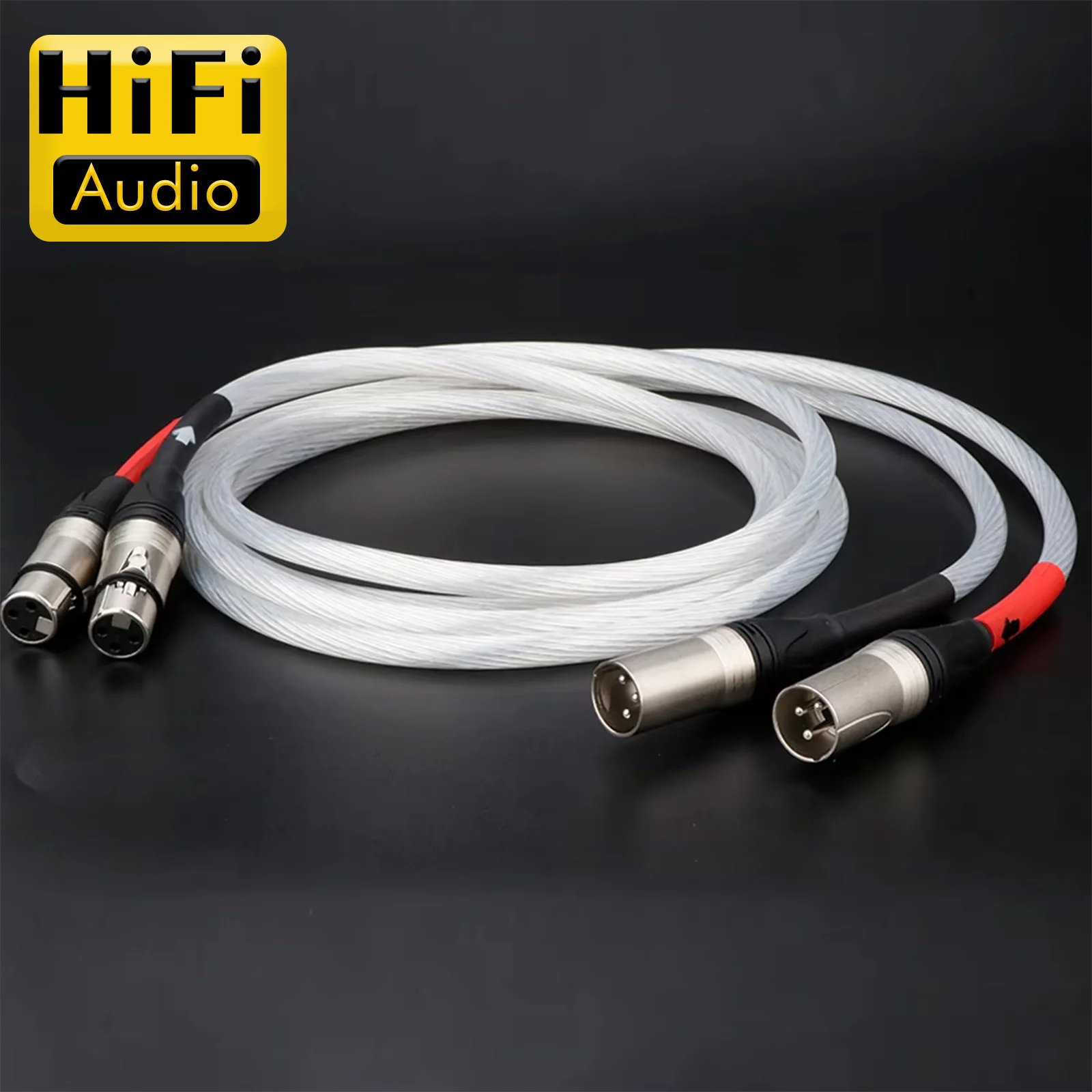

Кабель Preffair HiFi XLR, аудиокабель из чистого серебра 5N OCC с разъемами 2 XLR Male на 2 XLR Female, балансный, белый цвет