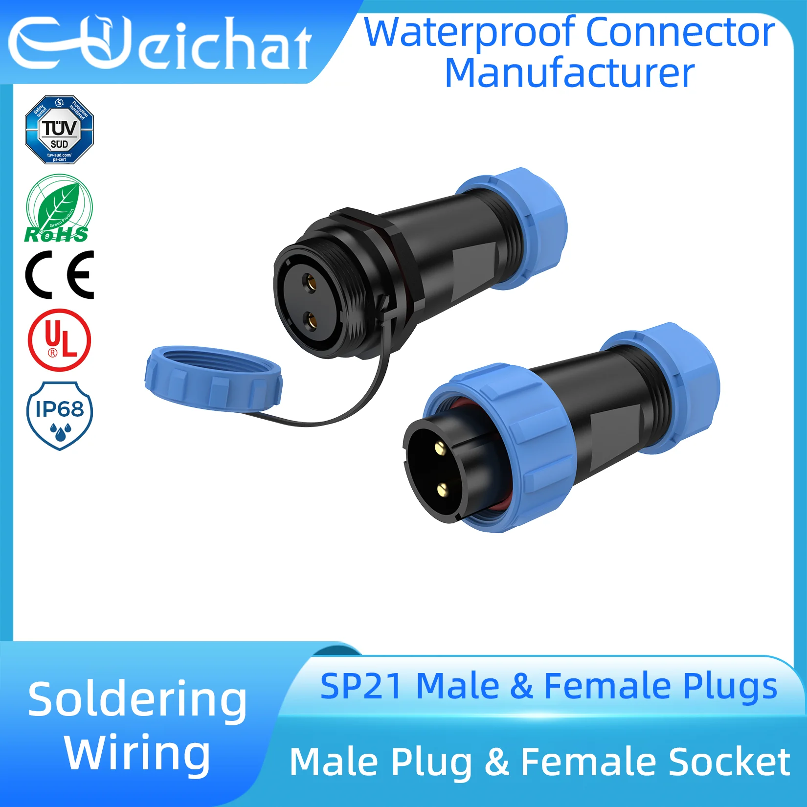 

SP21 IP68 Waterproof Connector 2-12 Pin Circular Power Cable Male Plug Female Socket Aviation Connector