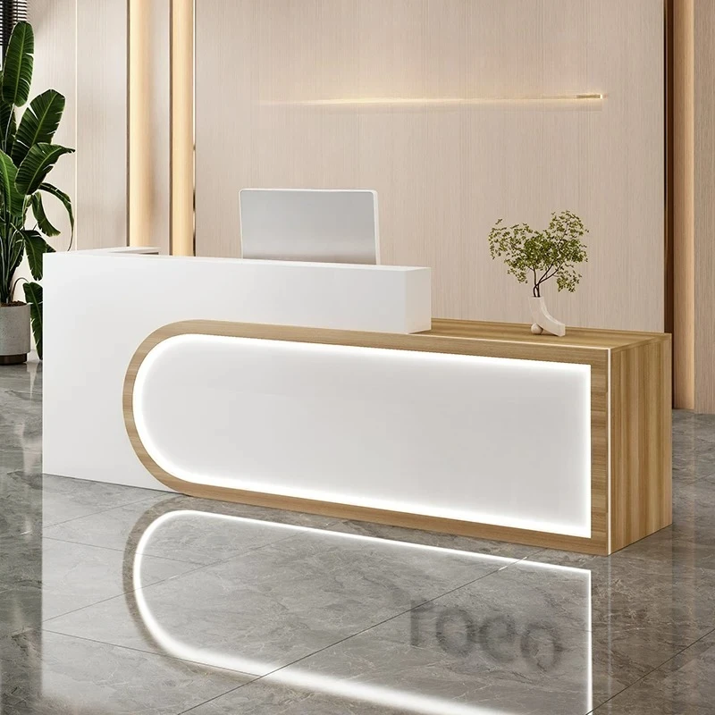 Modern Minimalist Front Reception Desk Wooden Infodesk Service Reception Desk Medical Gym Recepcion Mostrador Beauty Furniture