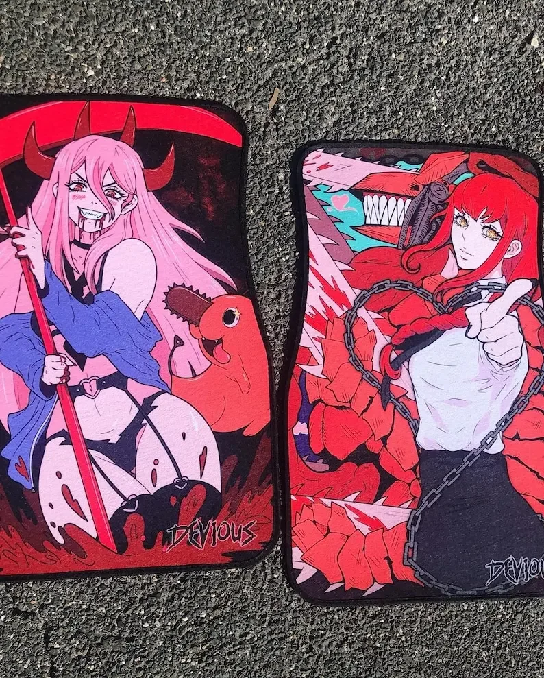 Devil Waifu  Mats Pink Anime Custom  4-Piece Pads   Accessories   Floor Mats