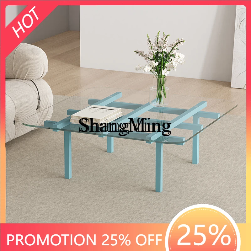 

SM home tempered glass coffee table solid wood home modern simple Internet celebrity art tea table