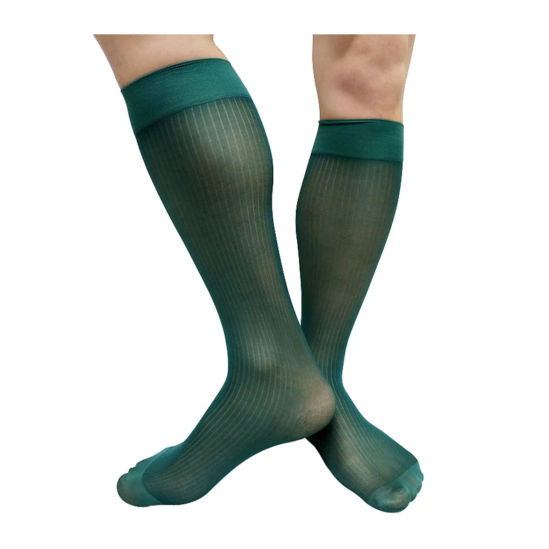 

Striped Nylon Silk Mens Formal Socks Thin Sheer See Through Gentlemen Dress Suit Socks Sexy Stocking Lingerie Knee High Hose