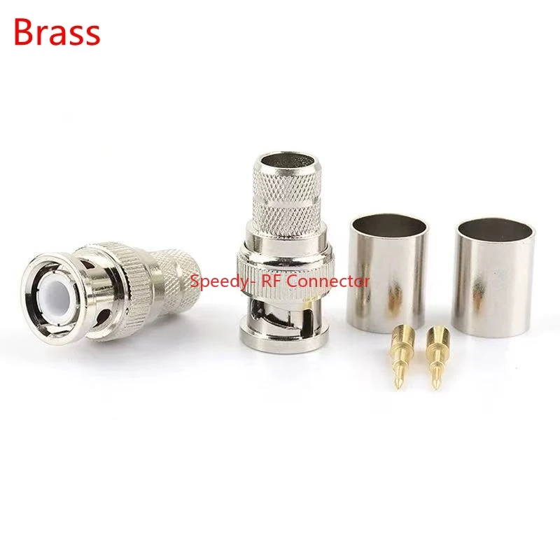 10PCS BNCJ-7 L16 Q9 BNC L Male Plug Connector Crimp Solder Clamp for LMR400 RG393 RG214 7D-FB CNT400 Coax Cable Brass