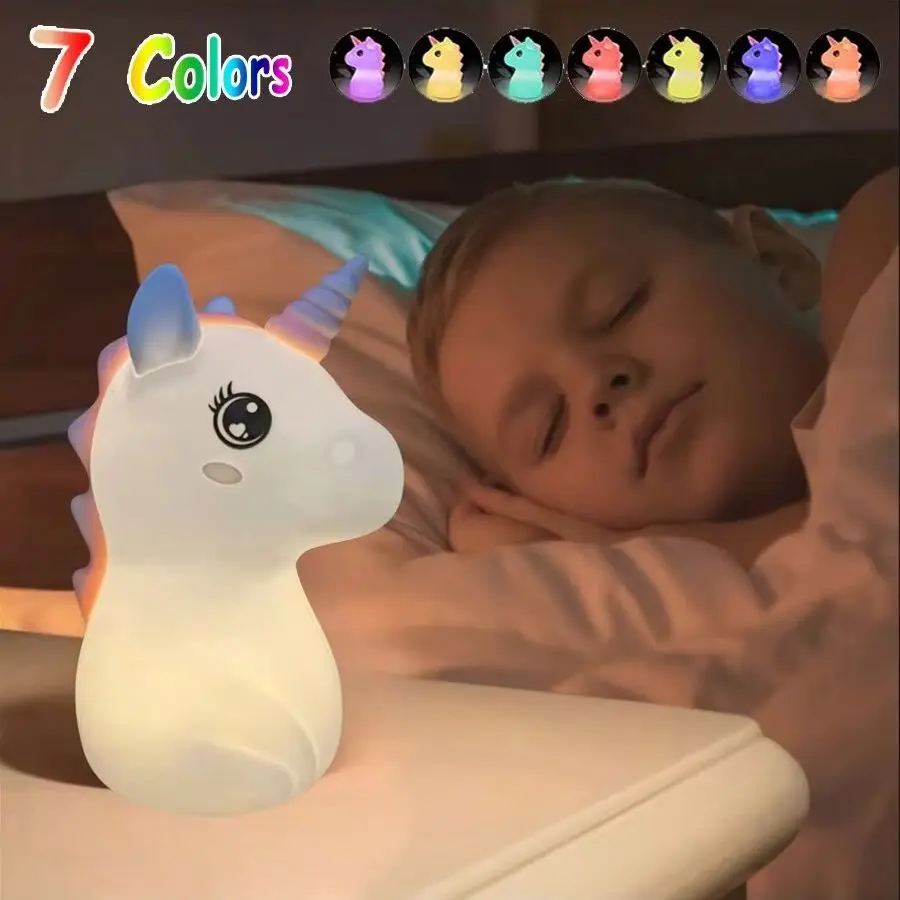 1個のかわいいユニコーンナイトライト、ベッドサイドテーブル、寝室、デスク照明に最適、クリスマスギフト、感謝祭のギフト、誕生日ギフトに最適