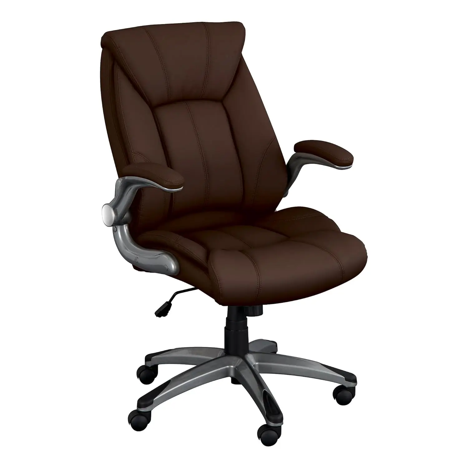 Commercial Furniture Executive Chair with Flip-Up Arms, Brown, NOR-OUG1041BR-SO