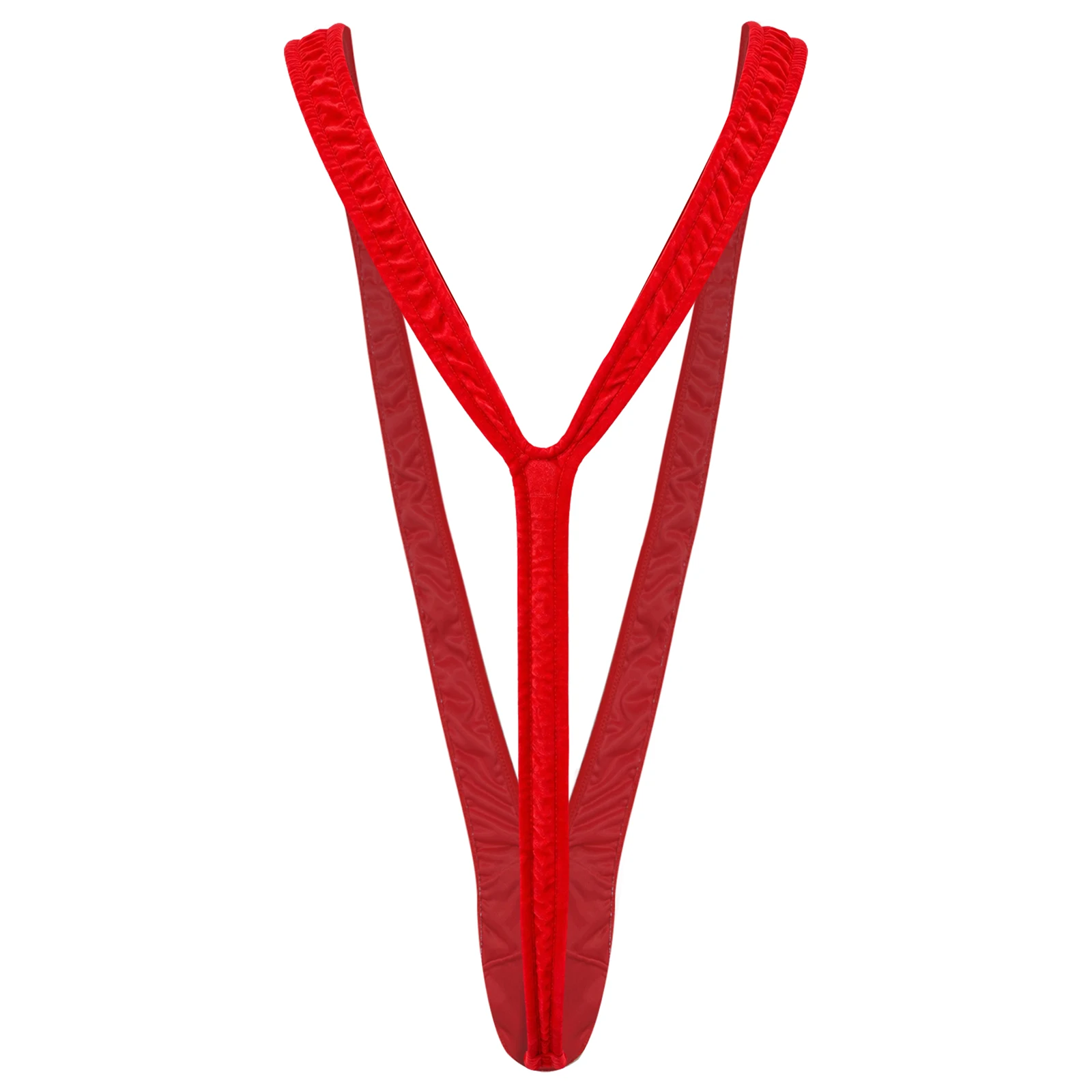 Mens Christmas New Year Velvet Jockstrap Lingerie Underwear Funny Mankini Thong Bodysuit Holiday Santa Clause Festival Party