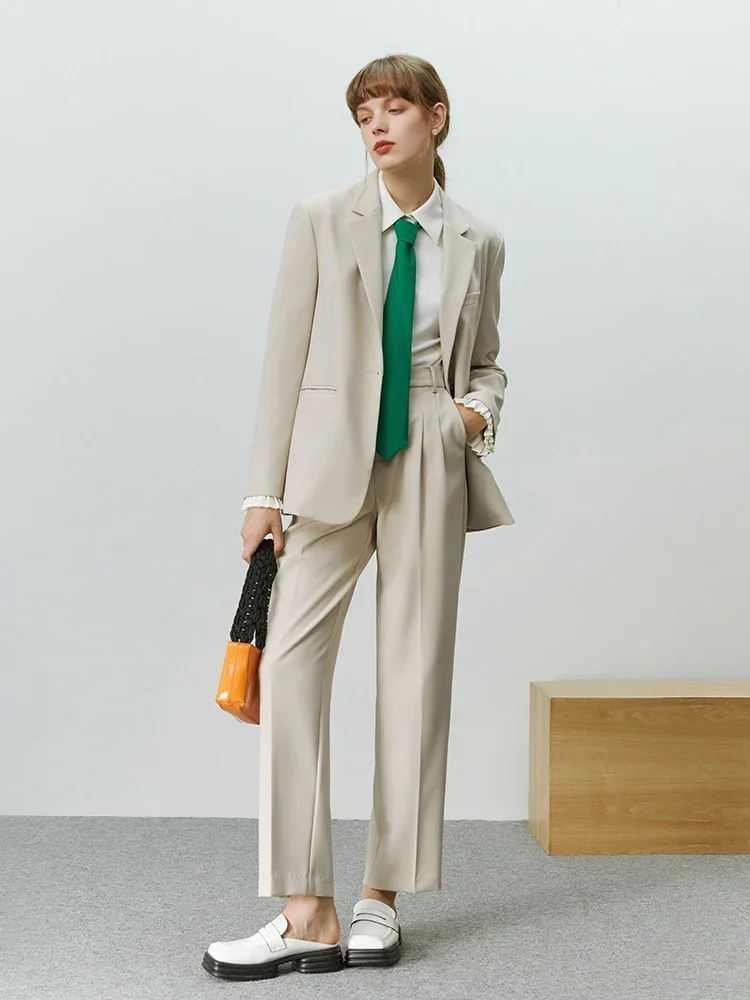 FSLE Korean Style Suit Jacket Women Autumn Office Lady Professional Blazers Casual Commuter Suit Pants Female Two-piece Set