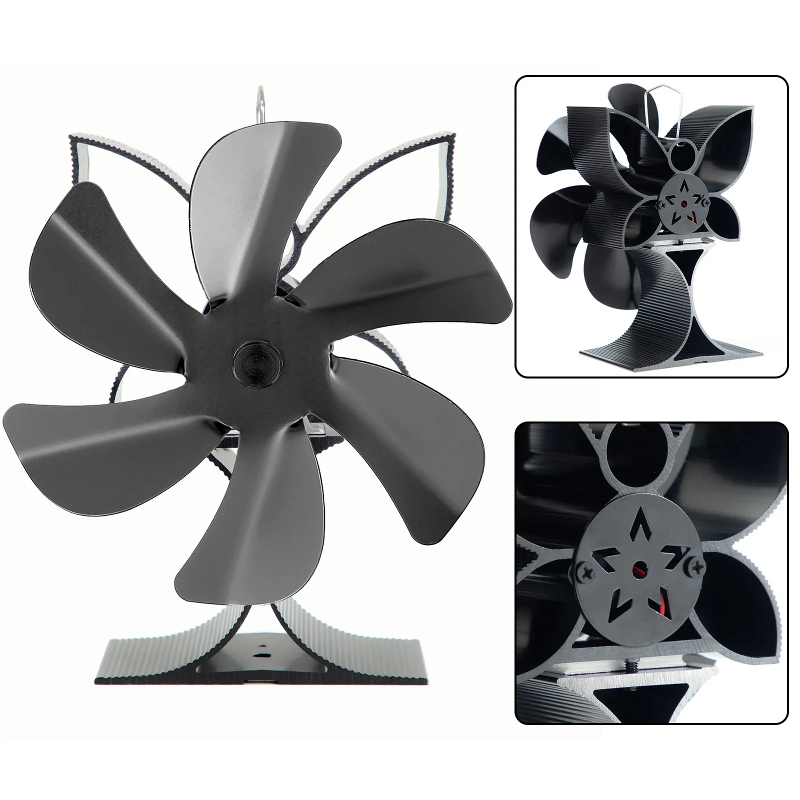 Kipas Perapian 6 Bilah Kipas Kompor Kipas Cerobong Aluminium Tenang Tanpa Daya 50 ° C Sampai 350 ° C Untuk Sebagian Besar Ventilasi Rumah Perapian