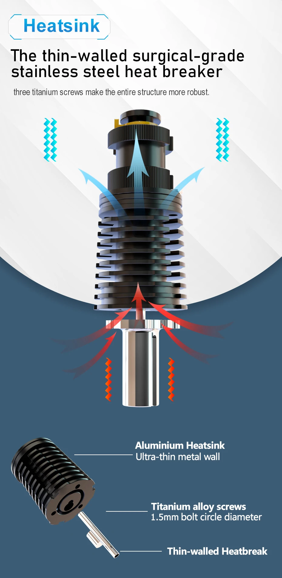 Trianglelab ® Rapido Hotend K500 Druckleistung bis zu 75mm³/s 115W Hochtemperatur 350°C für DDB Extruder Ender3 V2 CR10 V3 – Detail 5