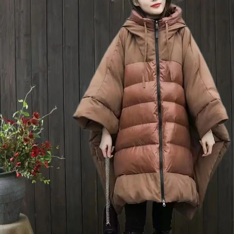 

Winter Outfit New Thickened Long Hooded Retro Batwing Sleeve Cape Style