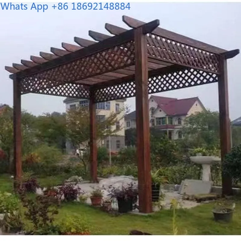 

Outdoor Grape Trellis Corridor Pavilion Solid Wood Anti-Corrosion Wood Outdoor Courtyard Garden Vine Rack Simple Flower Stand