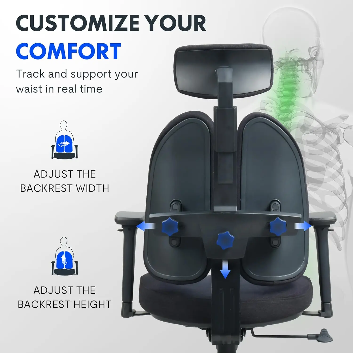 

FLEXISPOT Ergonomic Office Chair with Dual Back Support, Home Office Desk Chairs, Comfy Swivel Computer Chair with Dynamic