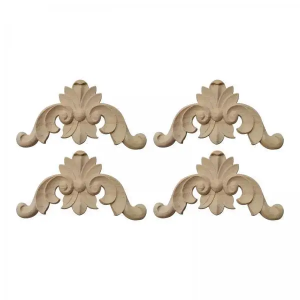 6x 4PCS Wooden Design Pieces for Furniture, DIY Carved Onlays for Wardrobe Bed Door Cabinet