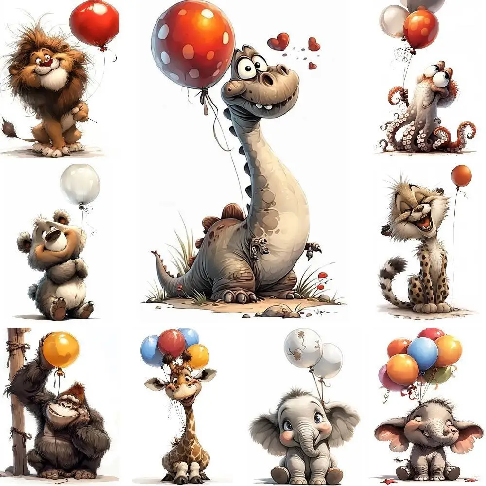 

Cartoon Animal Balloon Acrylic Paint By Numbers On Canvas Handpainted Oil Paintings Package For Kids Children Bedroom Wall Decor